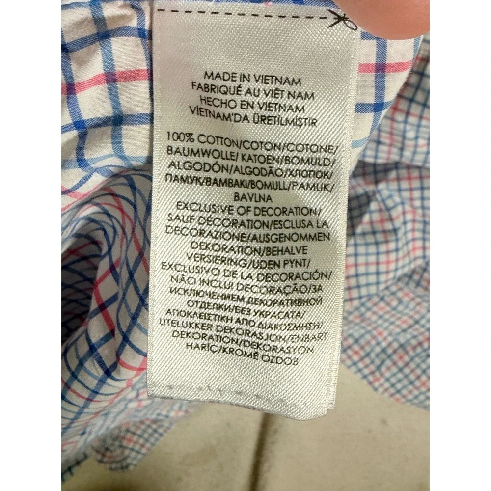 Polo Ralph Lauren Mens XLT Tall Cotton Stretch Check Button Down Shirt Blue Pink